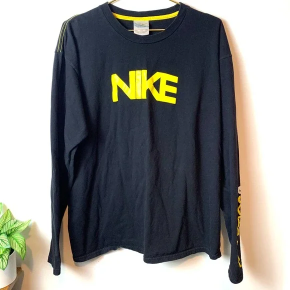 Nike Black & Yellow Long Sleeve T-Shirt - Sz XXL - Picture 2 of 4